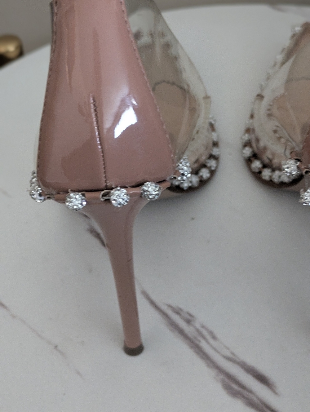 Steve Madden Nude Clear Pointed Toe Pumps with Crystal Trim - Picture 11 of 14
